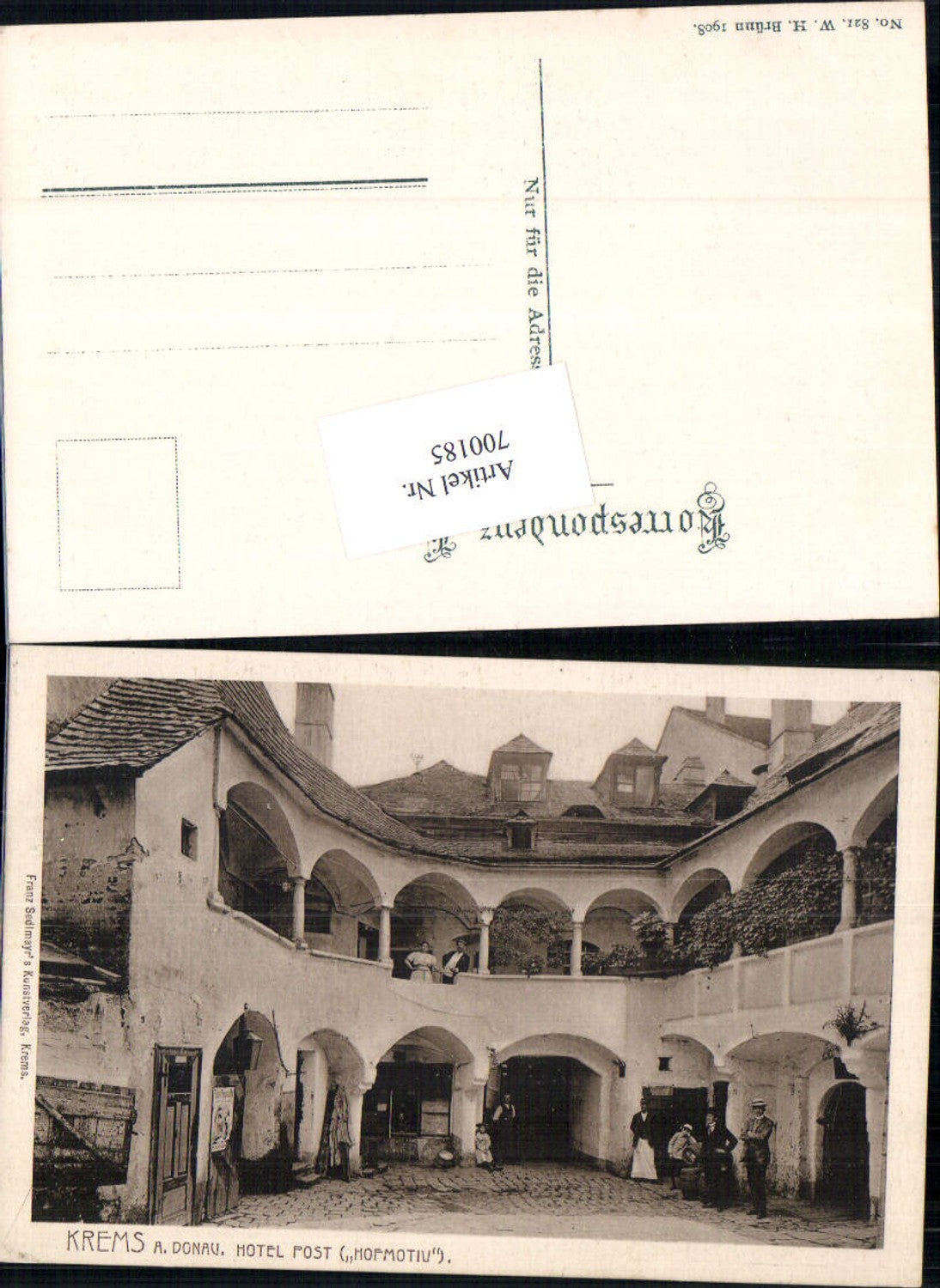 700185 Krems an der Donau Hotel Post Hofmotiv 1908