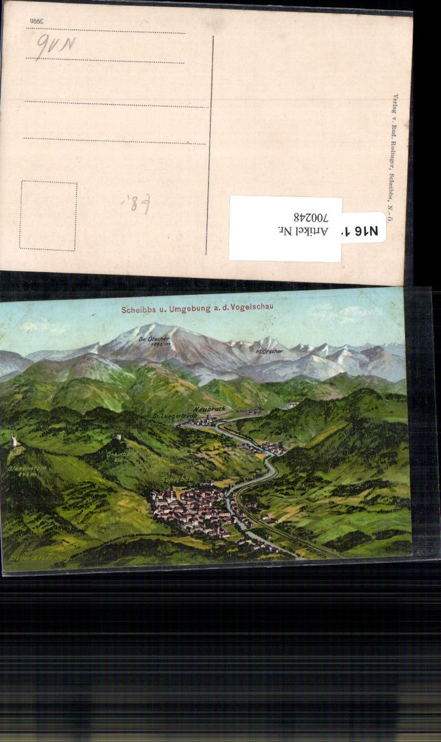 700248 Künstler AK Eugen Felle Vogelschau Scheibbs Ötscher Neustift