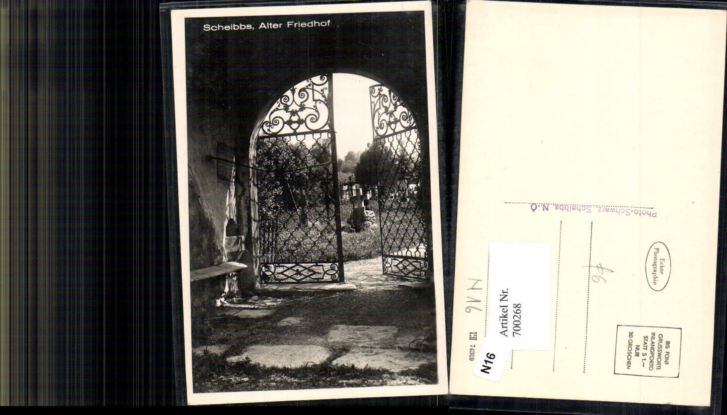 700268 seltene Foto-AK Scheibbs Alter Friedhof Gitter pub Photo Schwarz