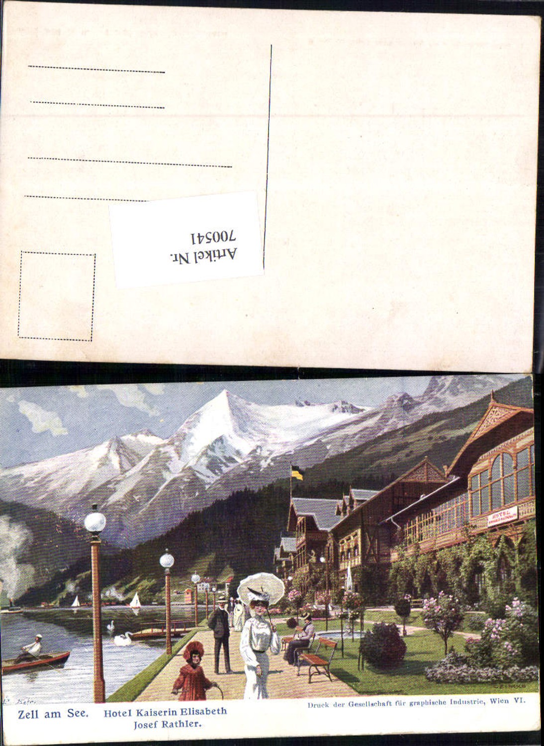 700541 tolle Künstler C. Benesch AK Zell am See Hotel Kaiserin Elisabeth Josef Rathler