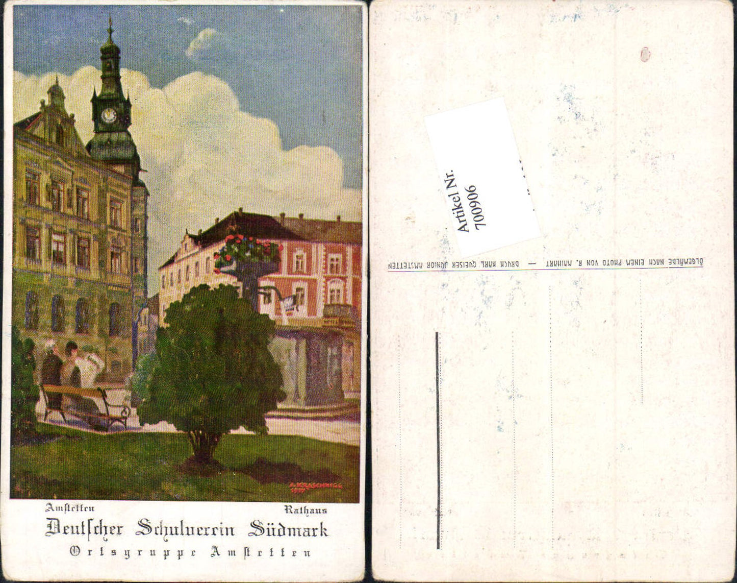 700906 A. Kraschnigg Deutscher Schulverein Südmark Amstetten Ortsgruppe Rathaus