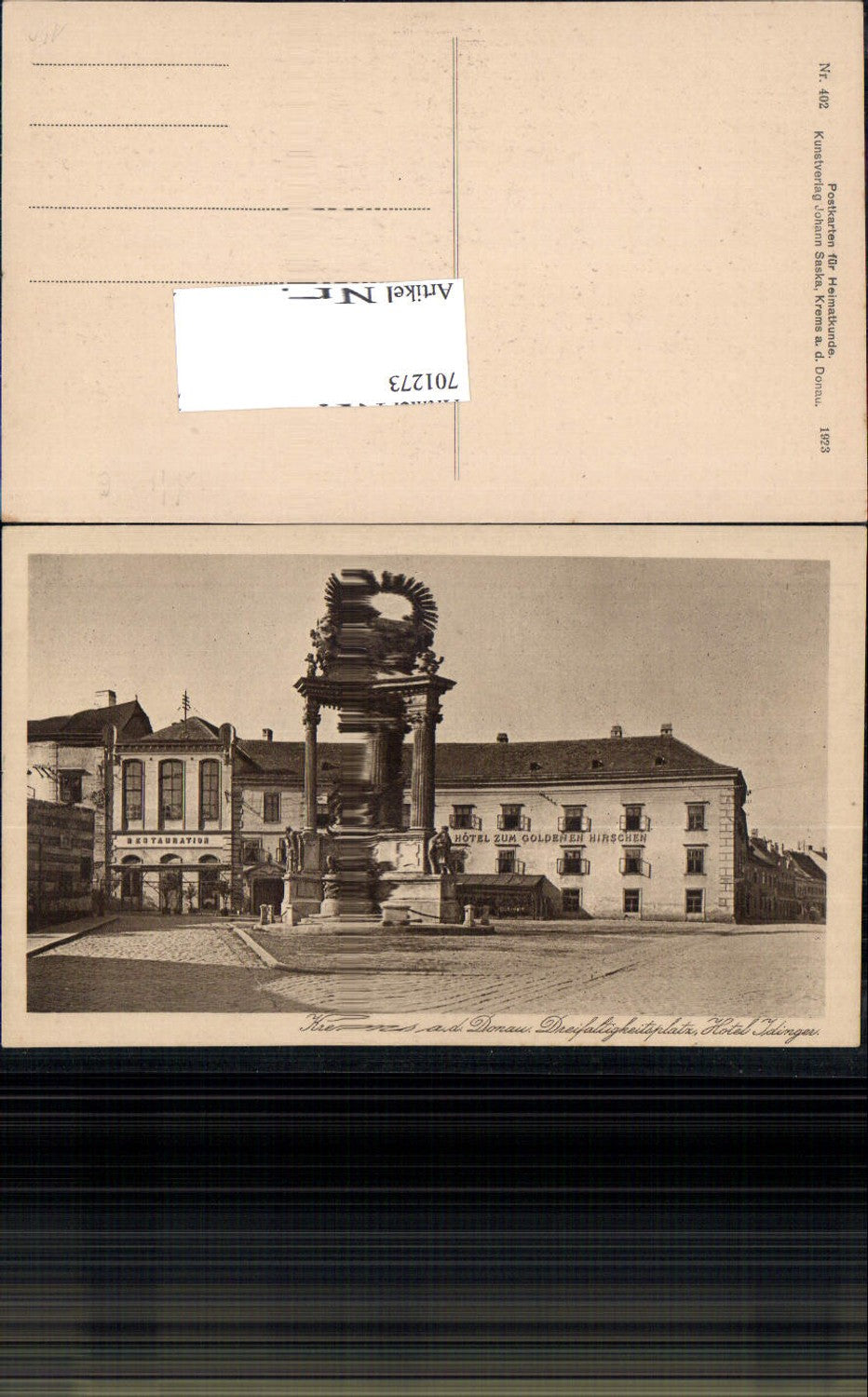 701273 Krems an der Donau Hotel Idinger Dreifaltigkeitssäule pub Johann Saska 402