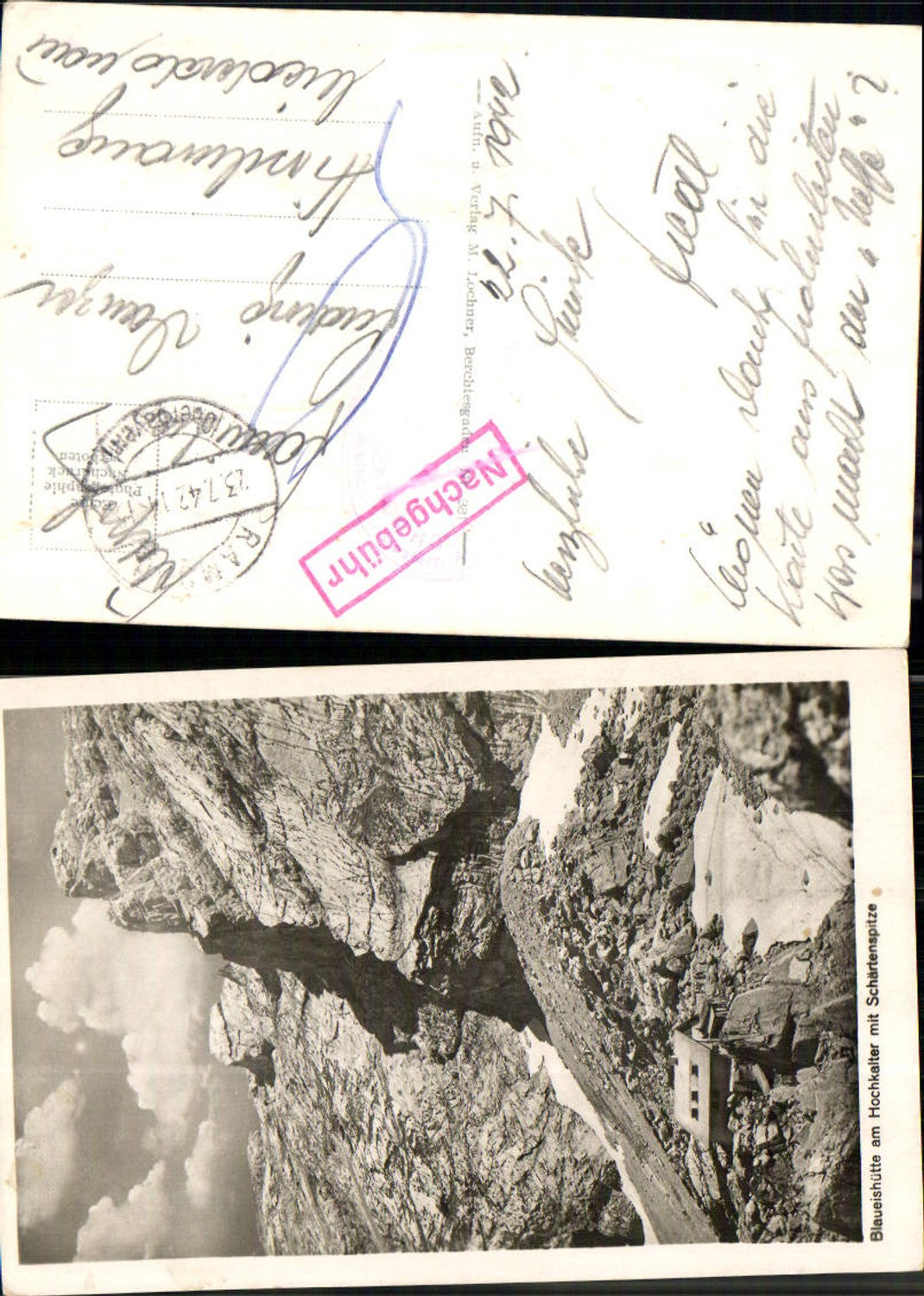 701316 Blaueishütte am Hochkalter Berchtesgaden Ramsau Feldpost Nachgebühr