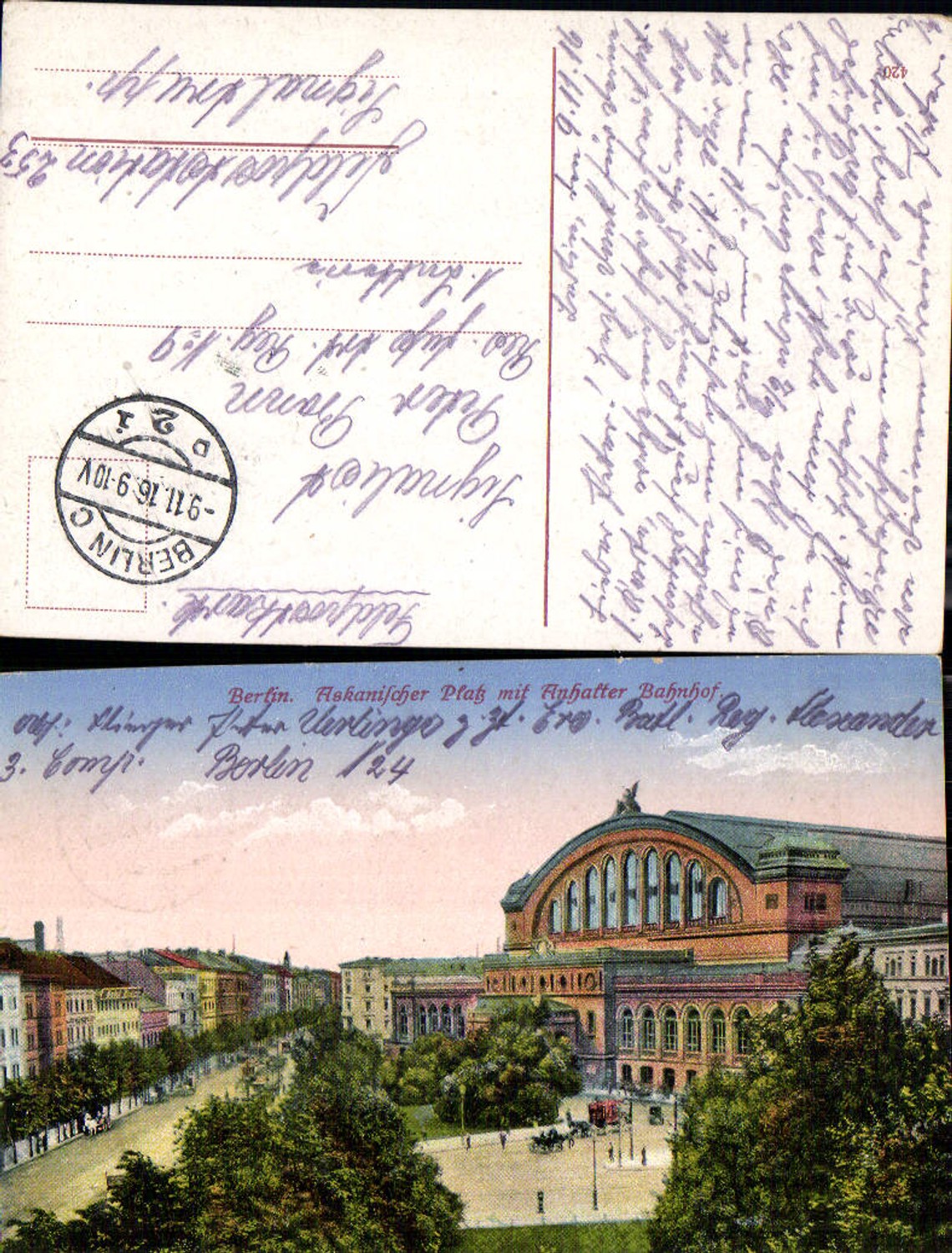 701334 Berlin Askanischer Platz Anhalter Bahnhof Feldpost Signaltrupp