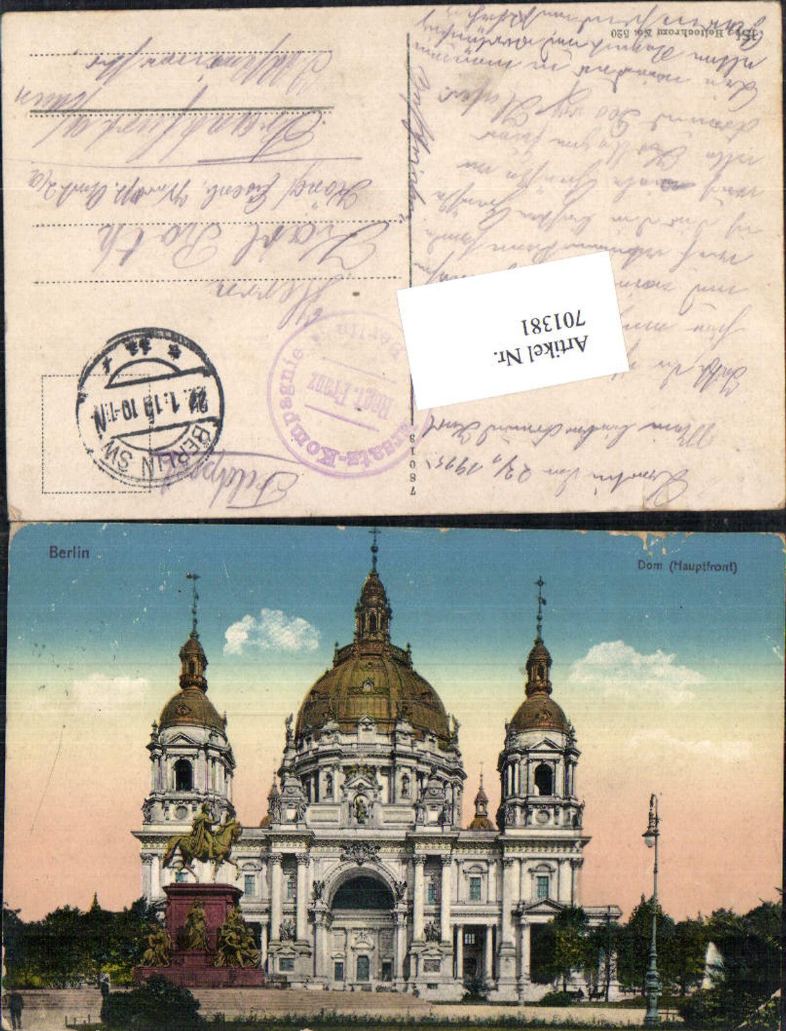 701381 Berlin Dom Feldpost Frankfurt am Main Ers. Komp. Regt. Franz Berlin