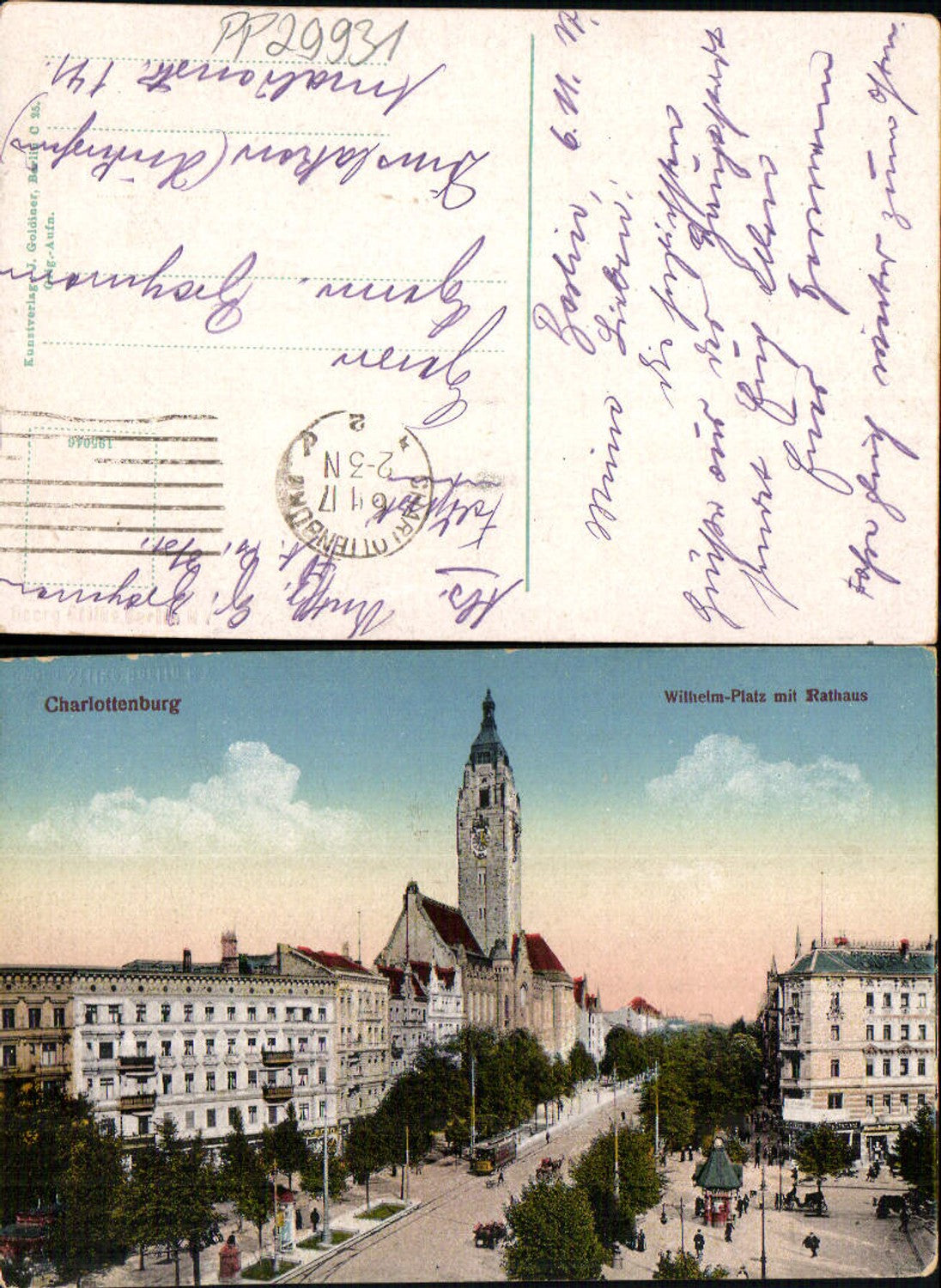 701403 Berlin Charlottenburg Wilhelm Platz Rathaus Feldpost gel Dinslaken