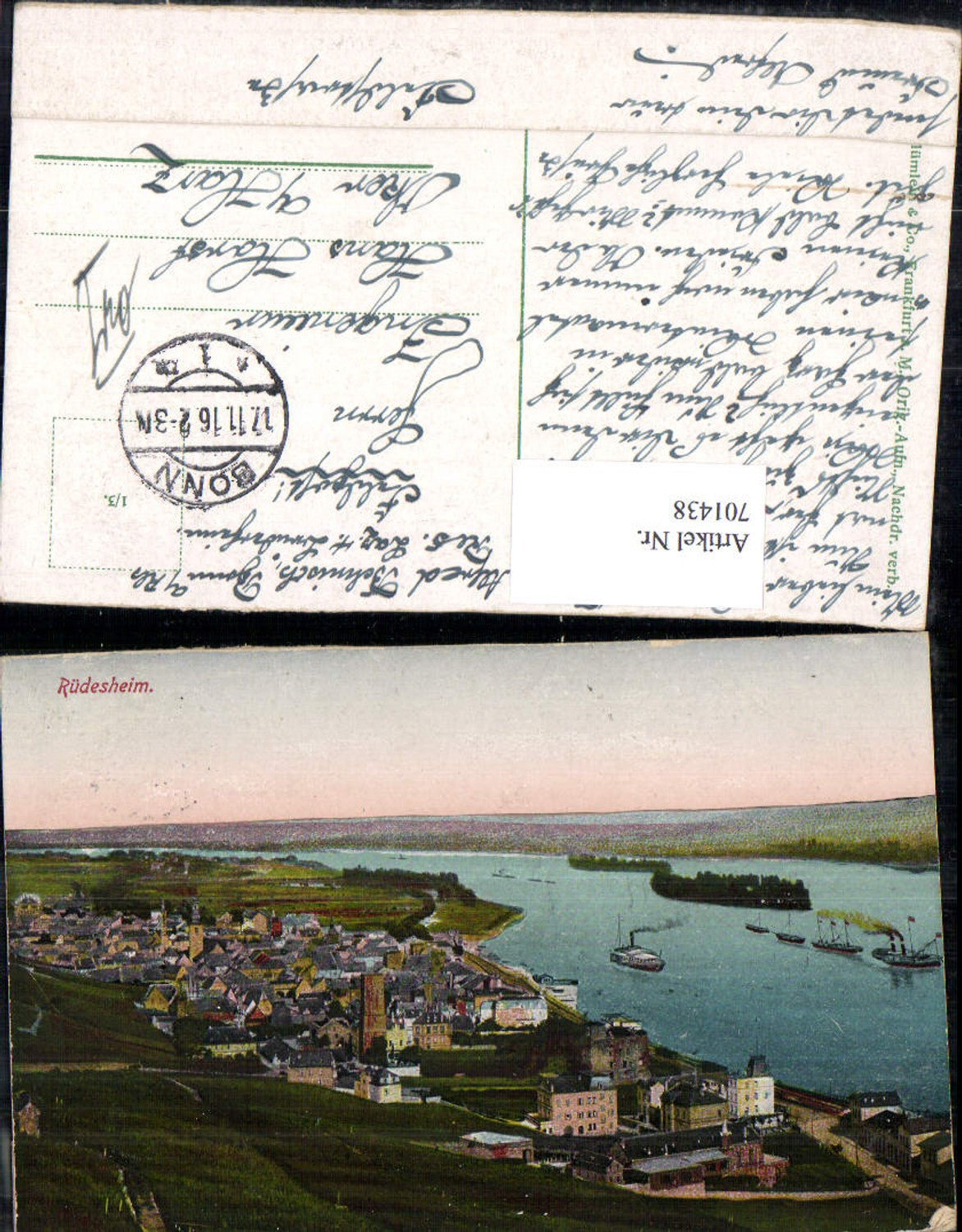 701438 Rüdesheim am Rhein Feldpost Res. Lazarett Rüdesheim n. Oker Harz