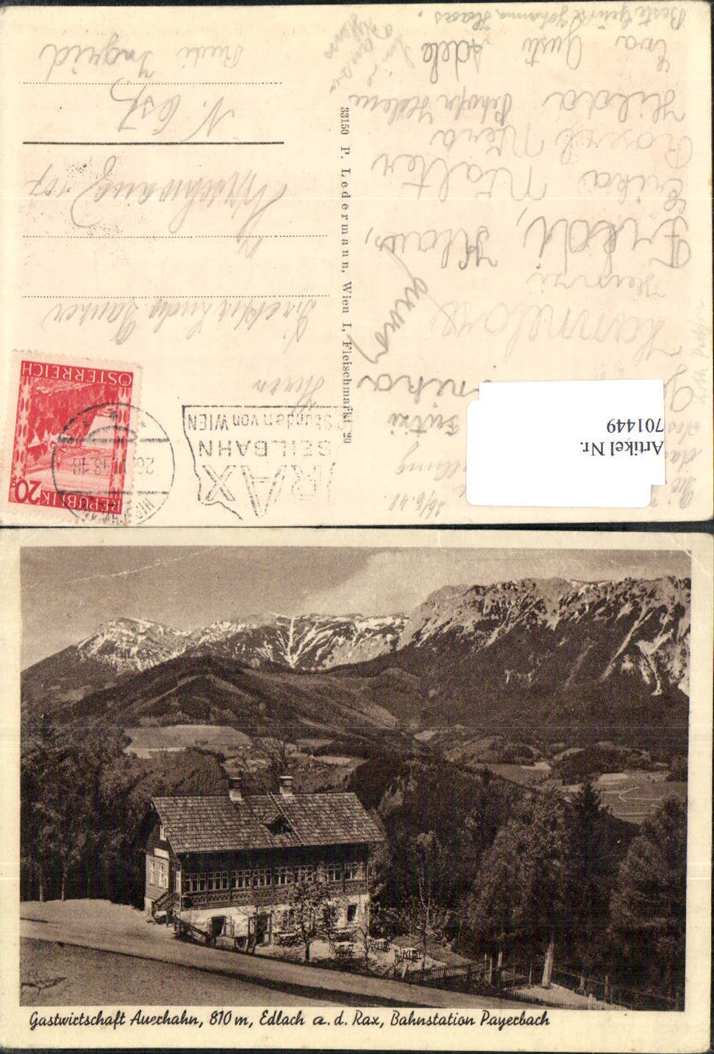 701449 Gastwirtschaft Auerhahn Edlach an der Rax b. Reichenau Aspang Payerbach
