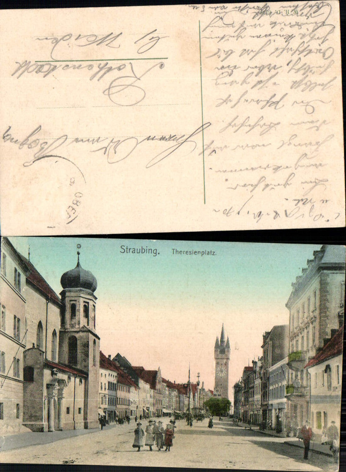 701582 tolle AK Straubing Theresienplatz