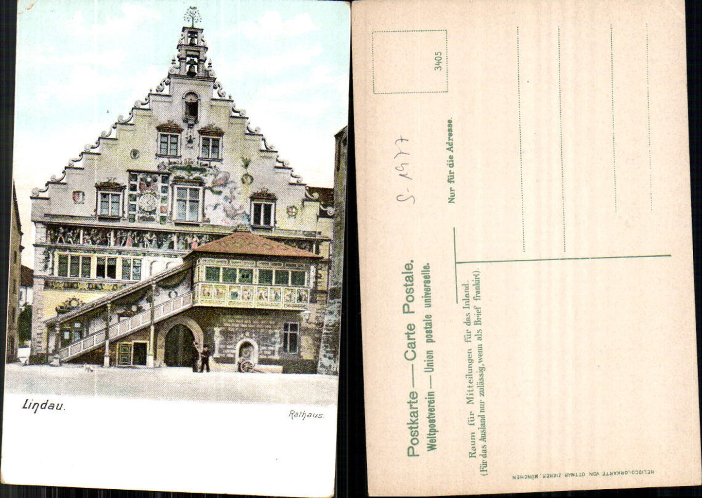 701817 Lindau am Bodensee Rathaus Partie 1905 pub Zieher Heliocolorkarte
