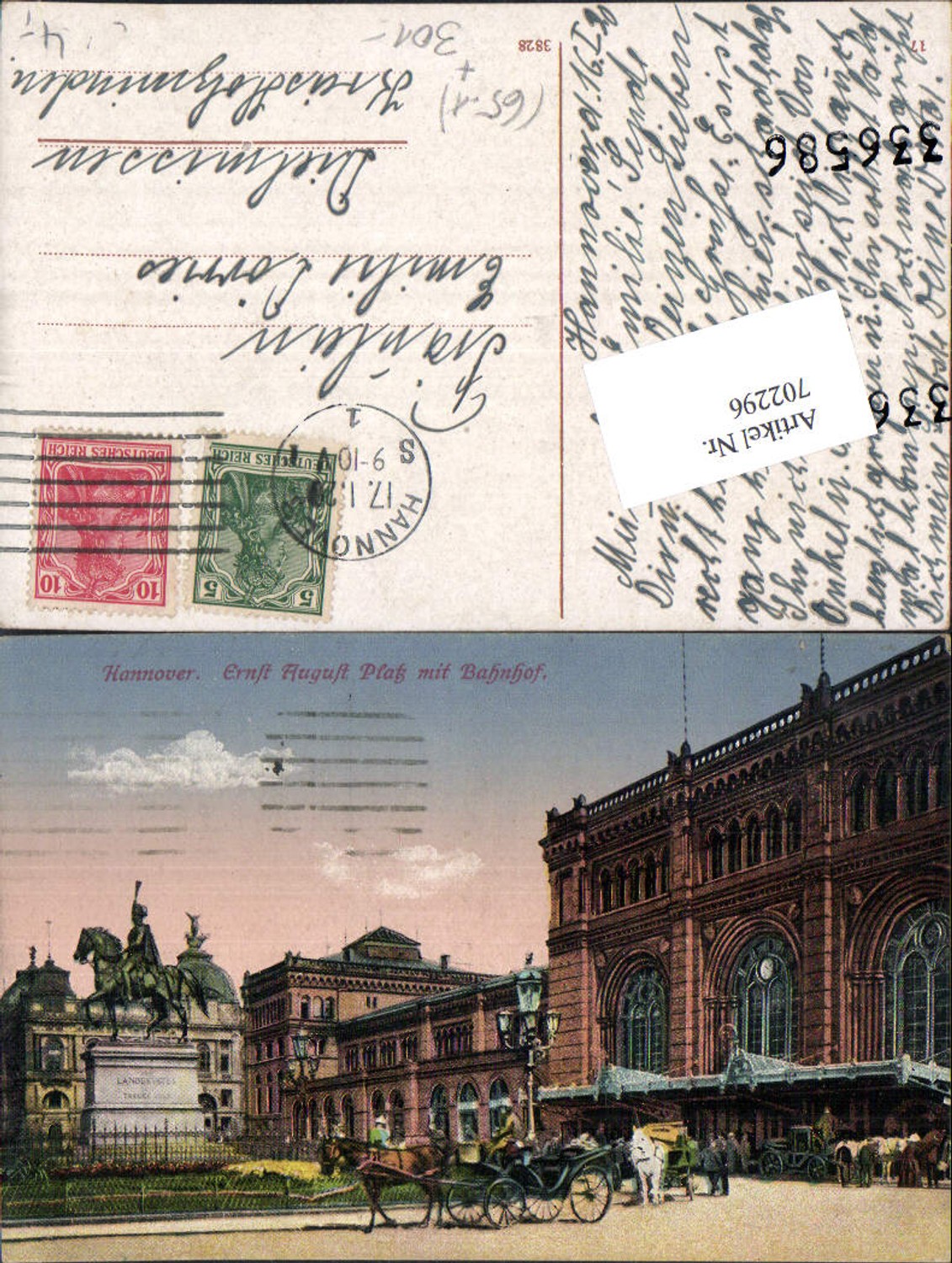 702296 Hannover Ernst August Platz Bahnhof Kutsche