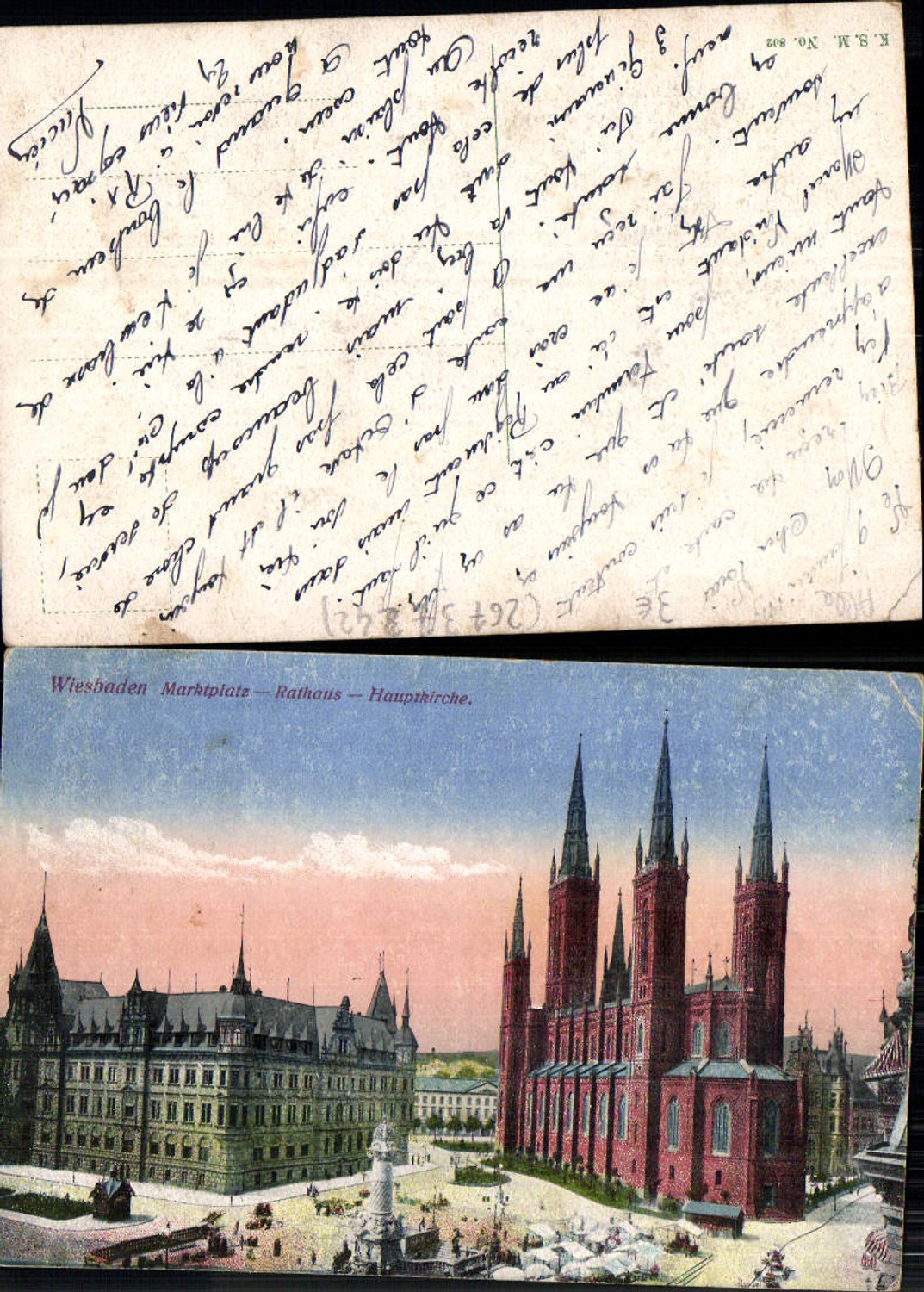 702325 Wiesbaden Marktplatz Rathaus Kirche