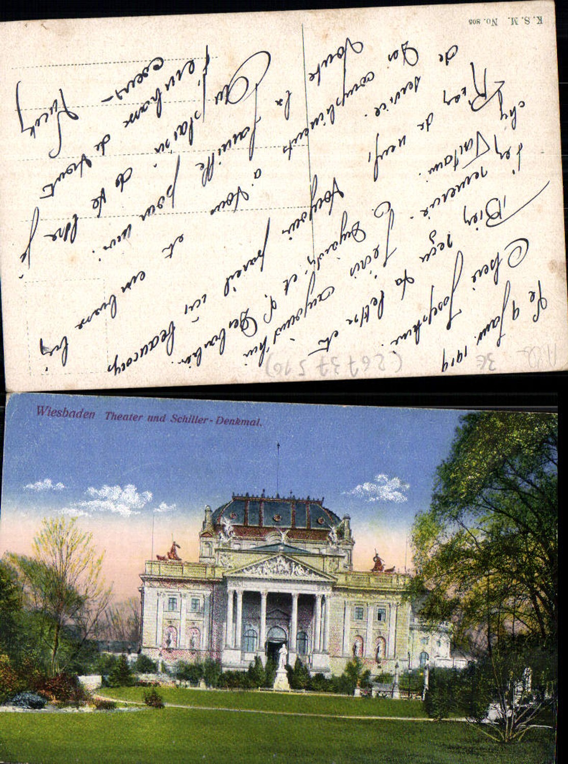 702328 Wiesbaden Theater Schiller denkmal