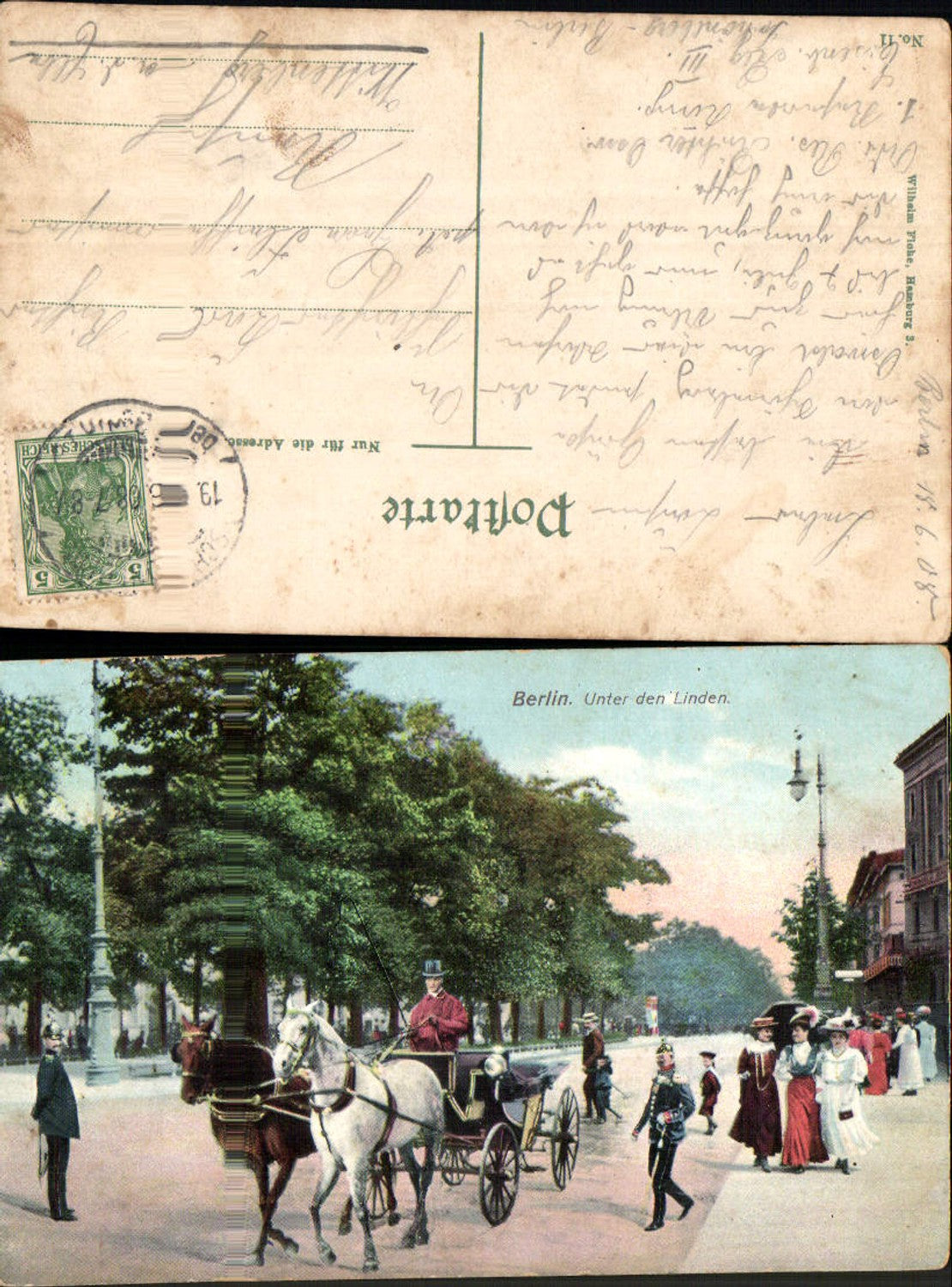 702441 Berlin Mitte Unter den Linden Kutsche Detailansicht 1908