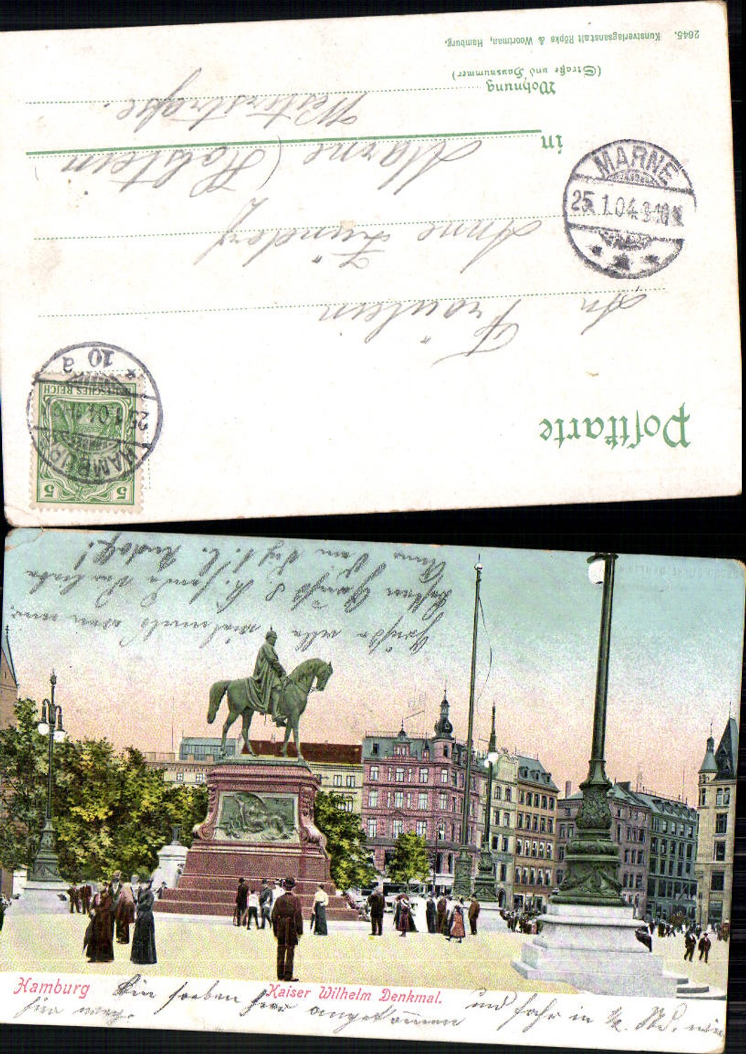 702625 Hamburg Kaiser Wilhelm Denkmal gel Marne Holstein pub Röpke & Woortmann 2645