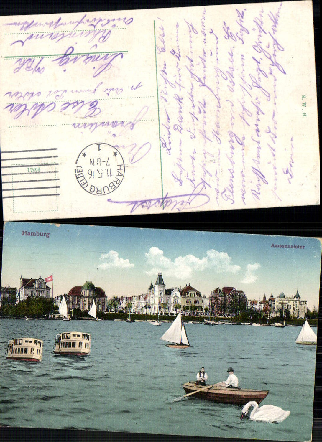 702628 Hamburg Aussenalster Alster Boote gel Sinzig Rhein