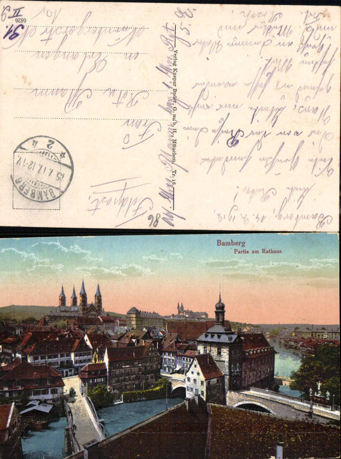 702847 Bamberg Partie vom Rathaus Feldpost Erlangen pub Kaspar Bader
