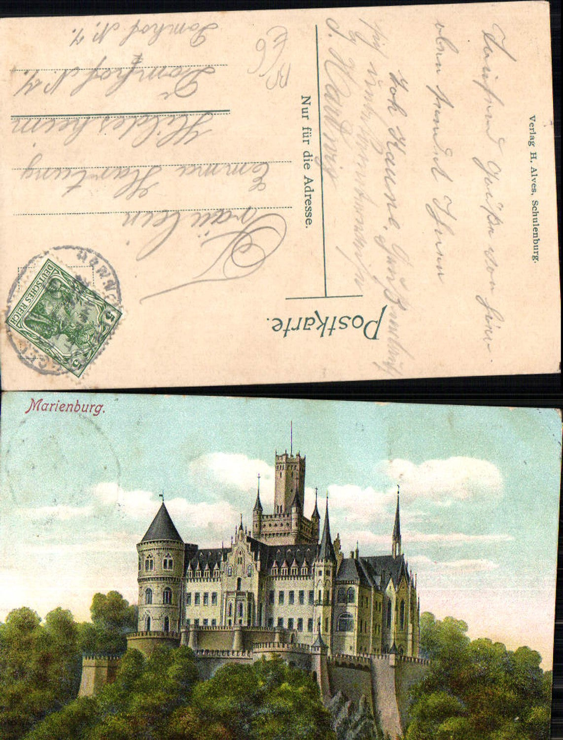 702881 Marienburg Burg Pattensen Hannover Bahnpost gel Dömhof Hildesheim