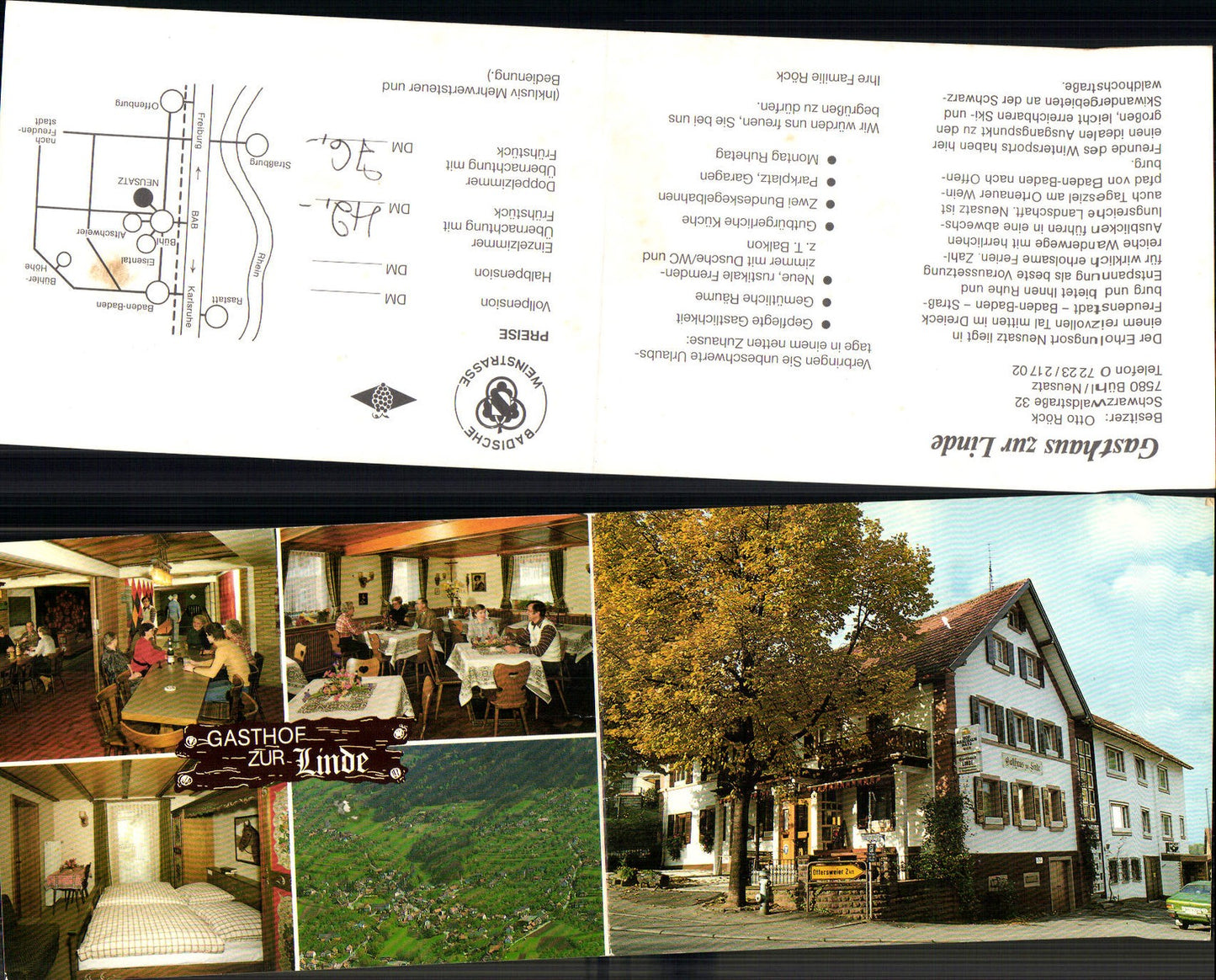 702947 Klapp-AK Bühl Neusatz Gasthaus Zur Linde LK Rastatt