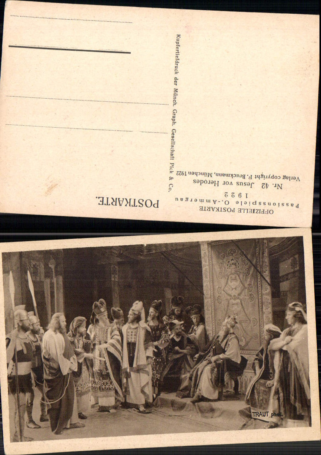 702993 Passionsspiele Oberammergau Jesus v. Herodes 1922