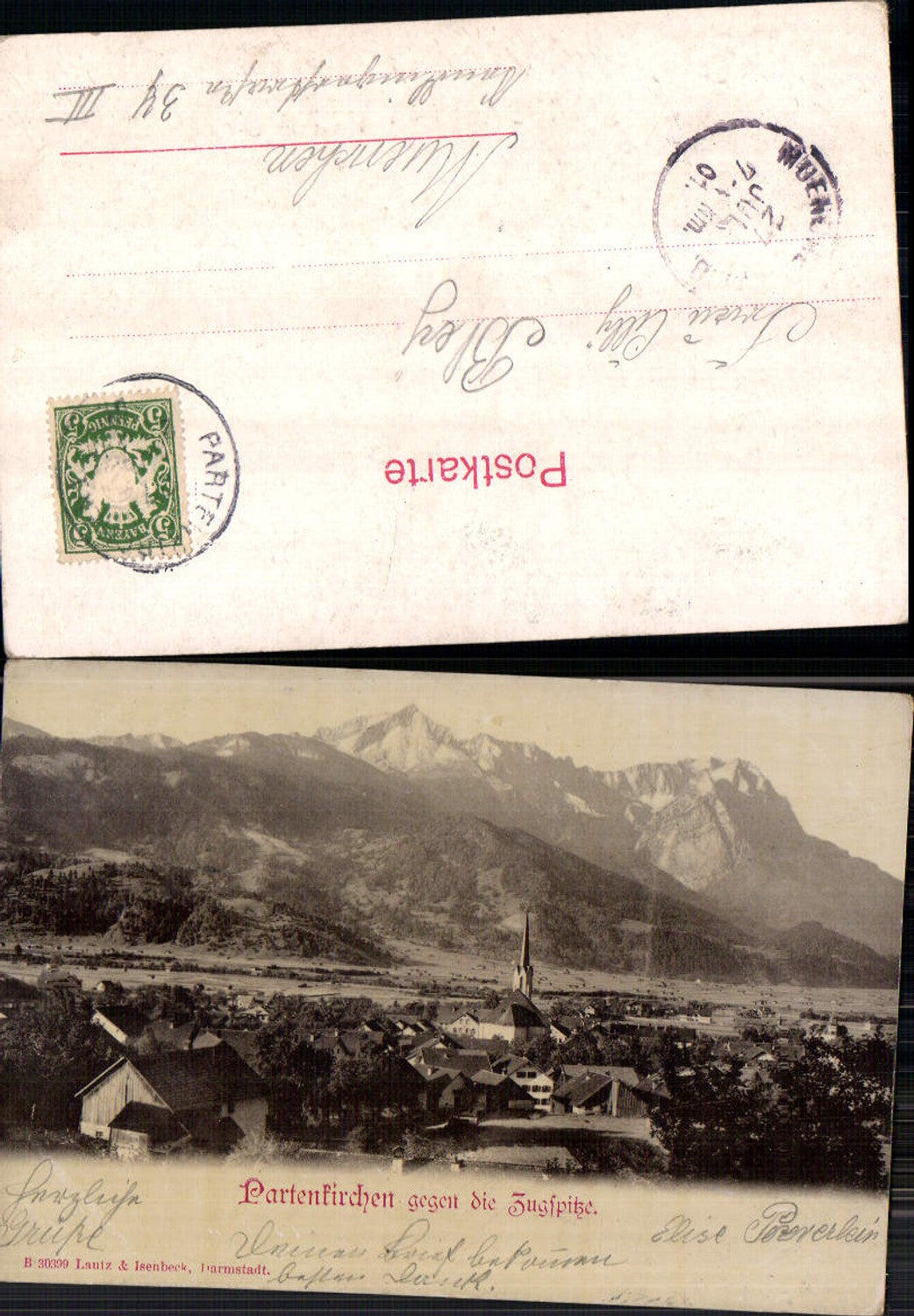 703456 Garmisch-Partenkirchen um 1900 Zugspitze pub Lautz & Isenbeck 30399