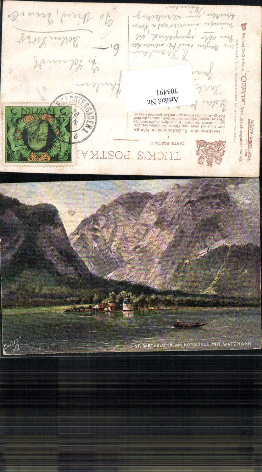 Carl Schultze St. Bartolomä am Königsee Berchtesgaden pub Raphael Tuck Oilette