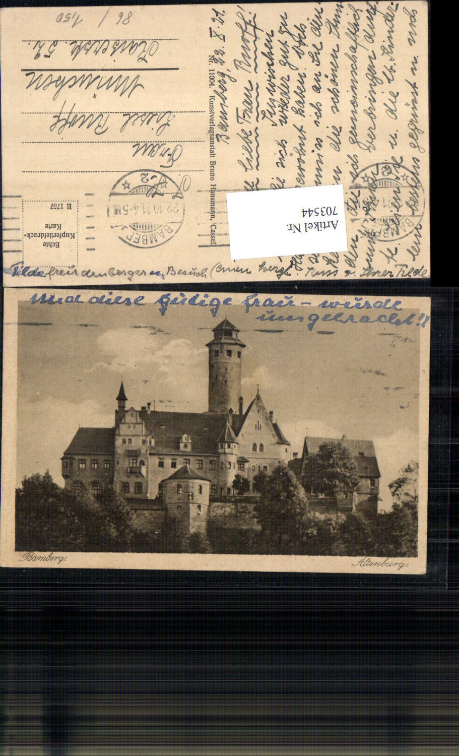 703544 Bamberg Altenburg Burg Feldpost pub Bruno Hansmann Cassel