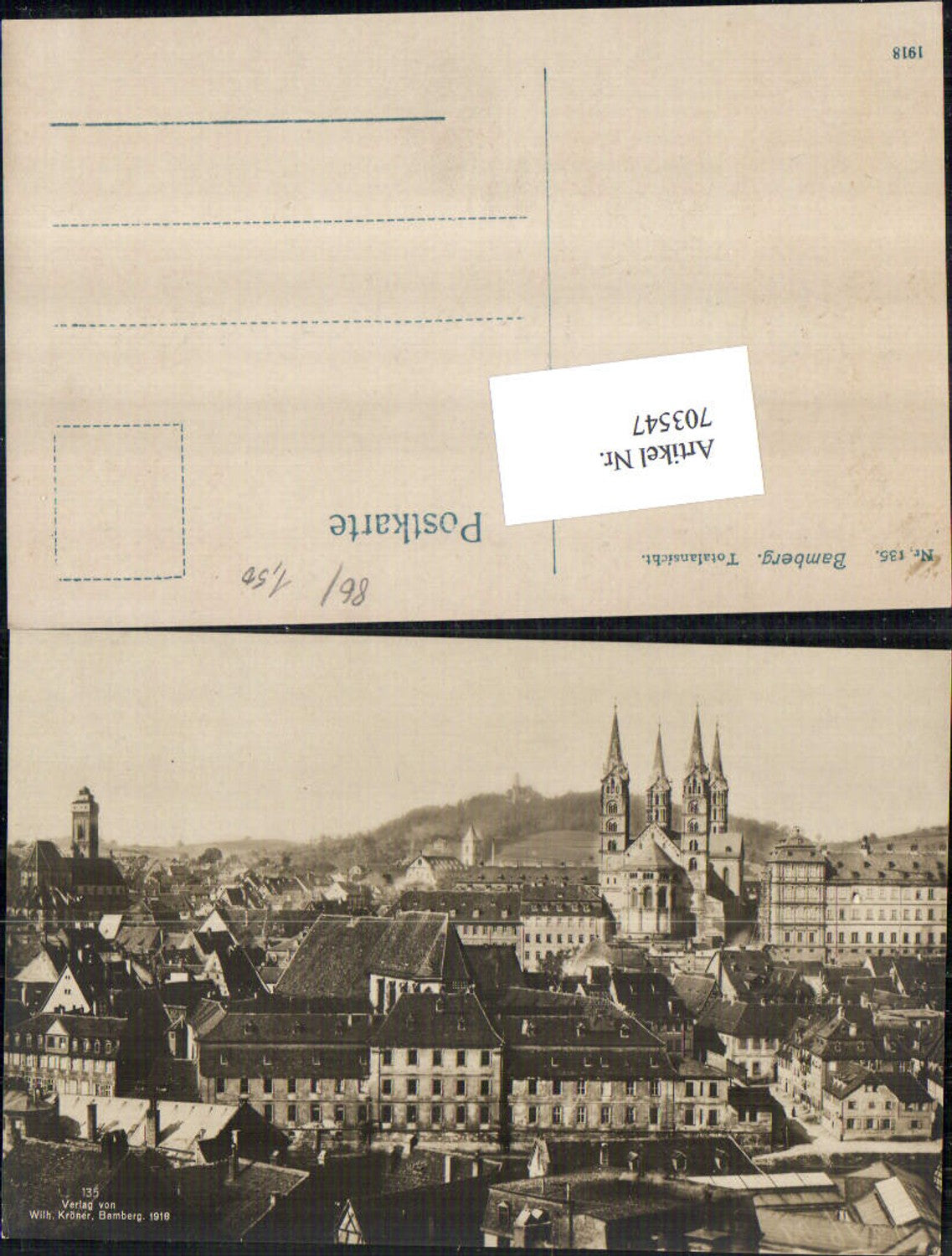 703547 tolle Foto-AK Bamberg Totale pub Wilhelm Kröner 135