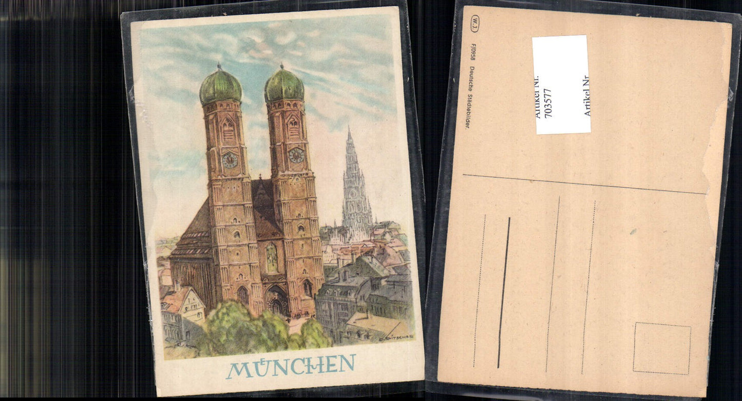 703577 tolle Künstler AK Ritscher sign. München Frauenkirche