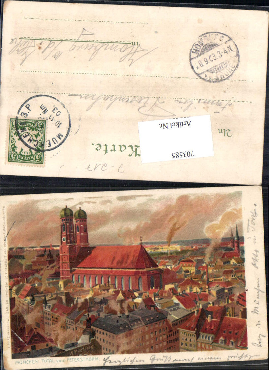 703585 tolle Künstler Lithographie A. Paetzold sign. München Petersthurm