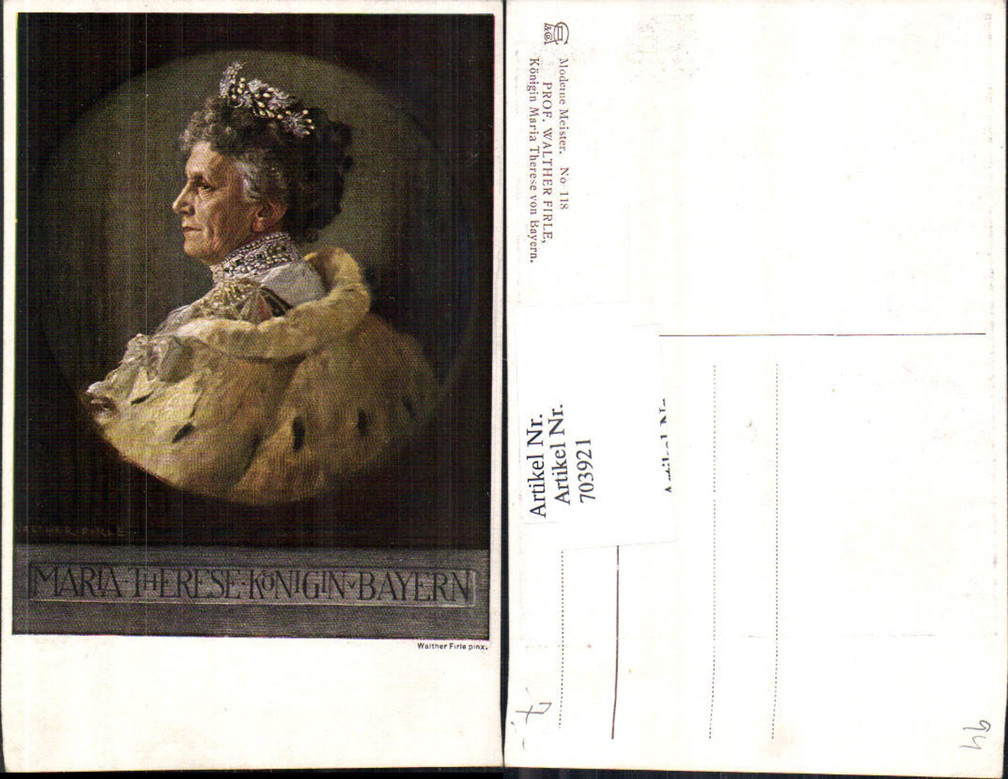 703921 Künstler AK Walther Firle Adel Maria Therese Königin v. Bayern