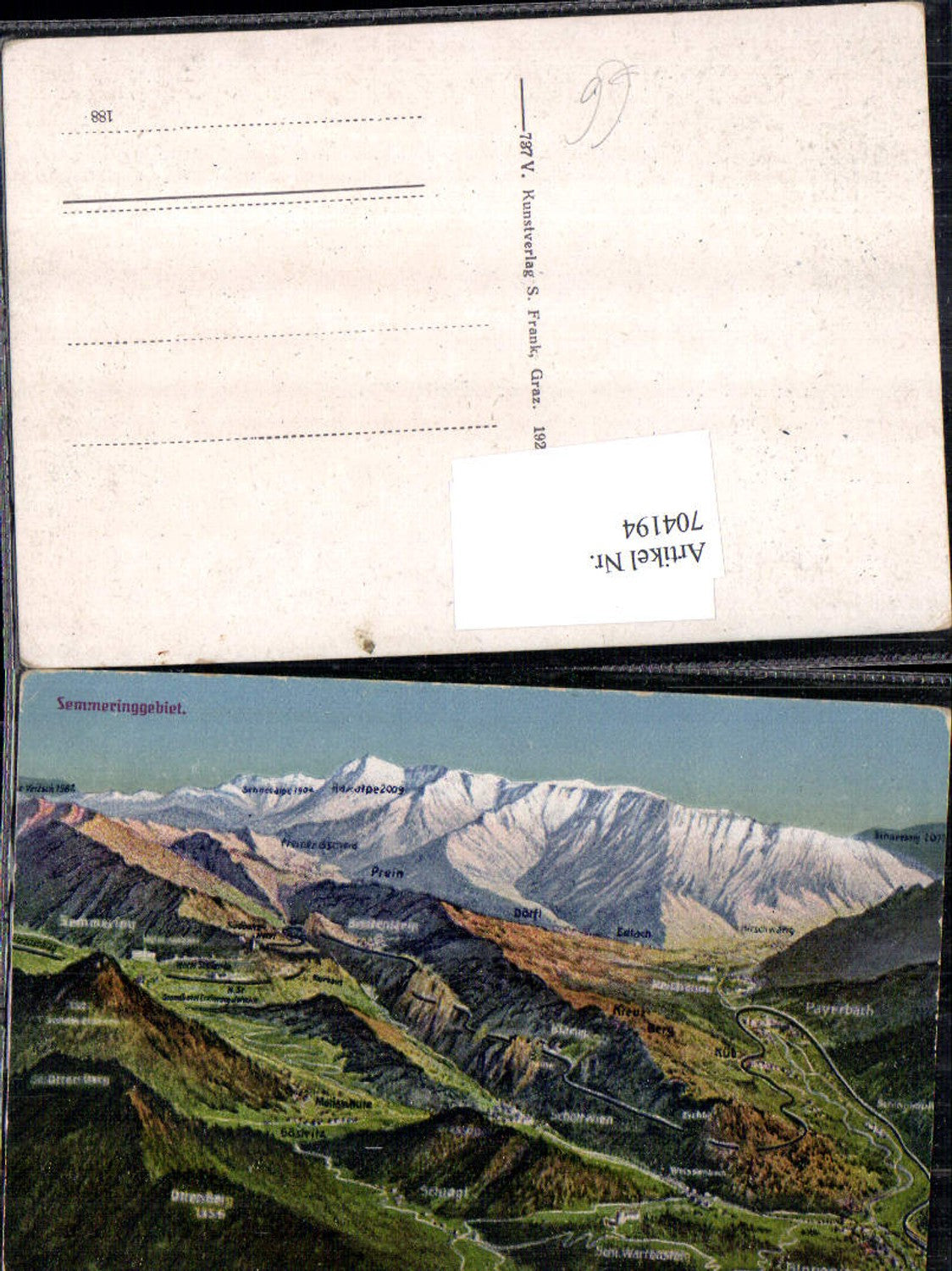 704194 Vogelschau Eugen Felle Semmeringgebiet Raach Gloggnitz Göstritz Schottwien Payerbach