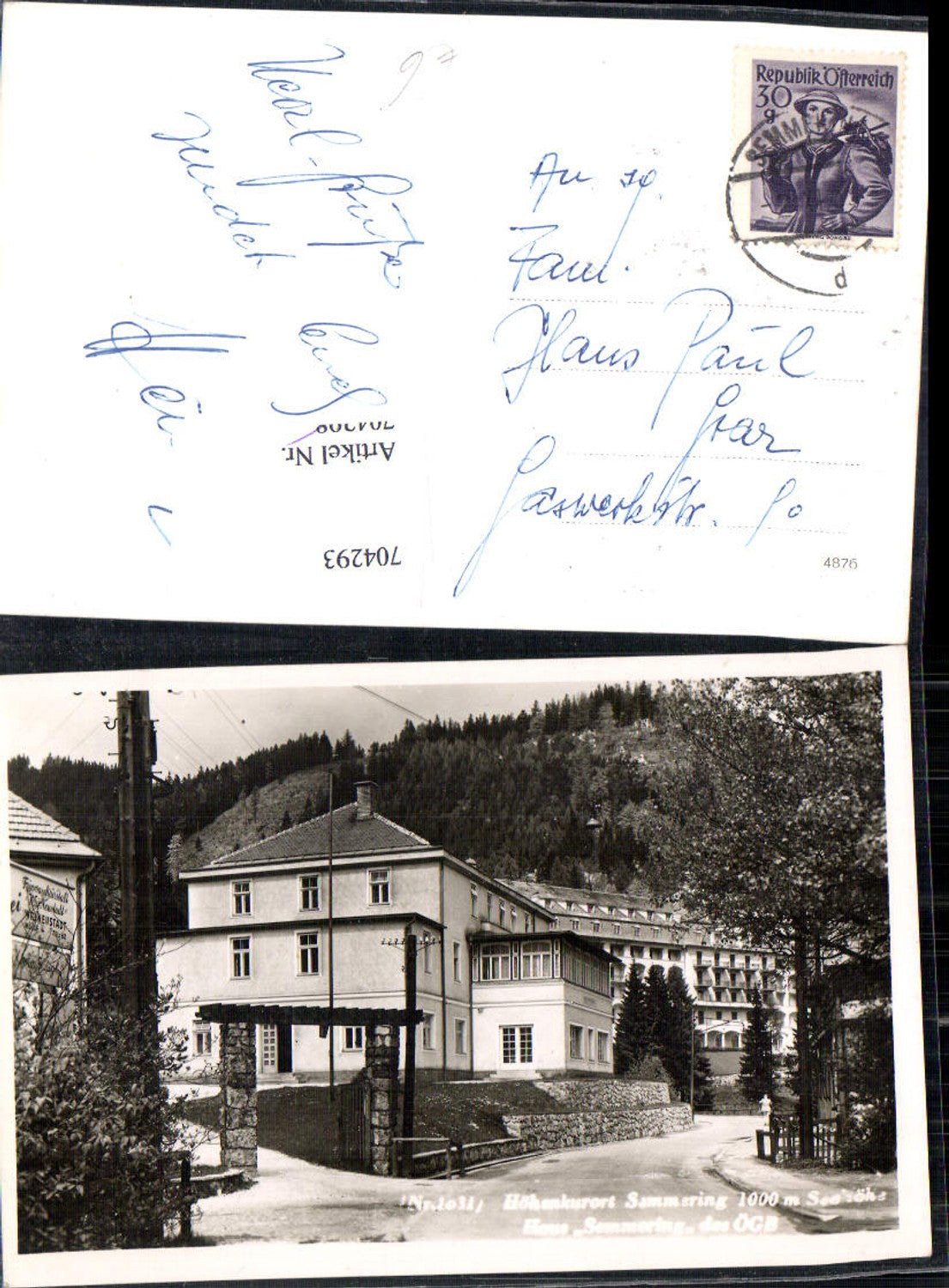 704293 Semmering Partie im Ort ÖGB Haus