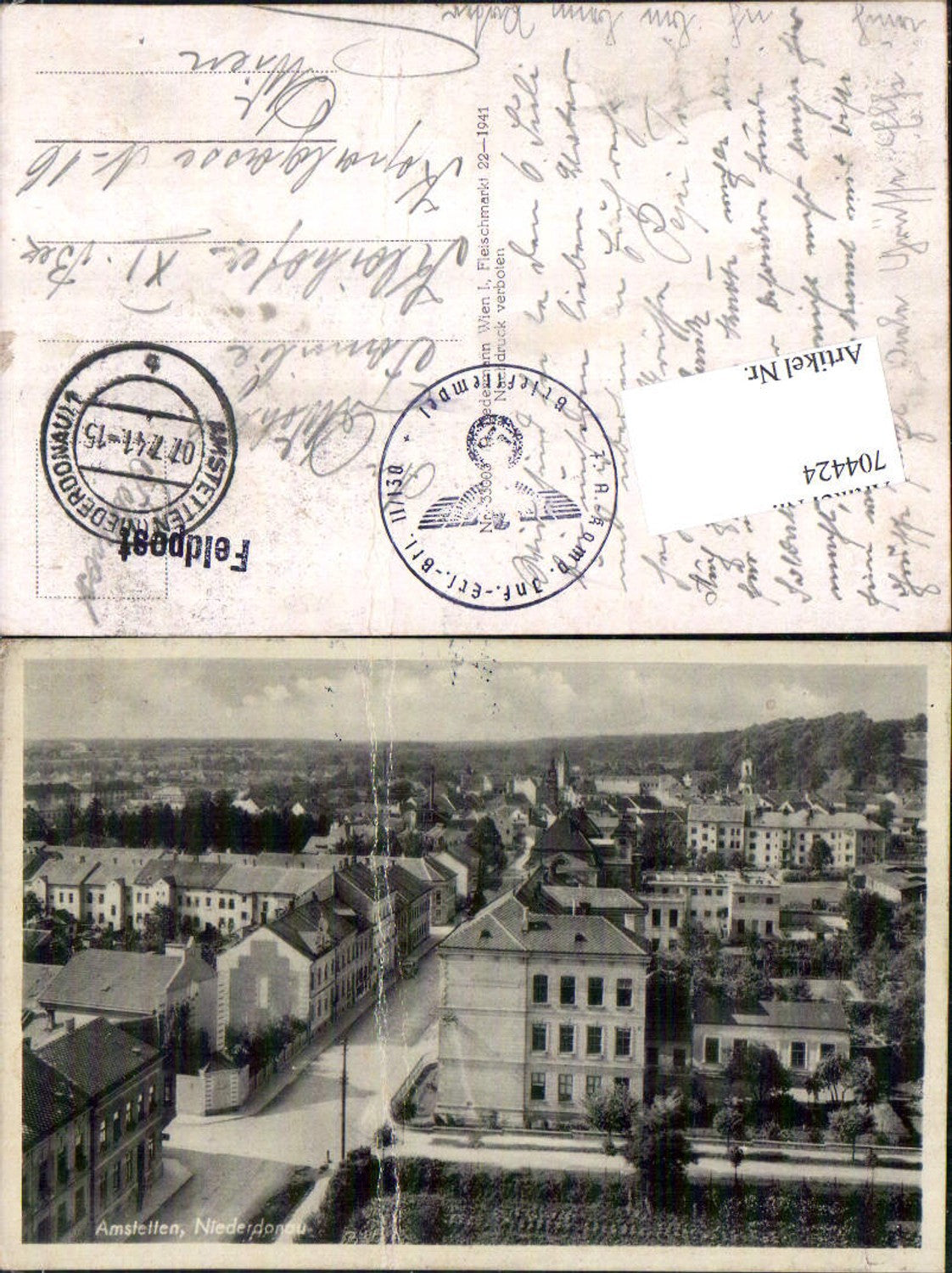 704424 Amstetten Teilansicht Feldpost II/130 Inf. Ers. Btl.