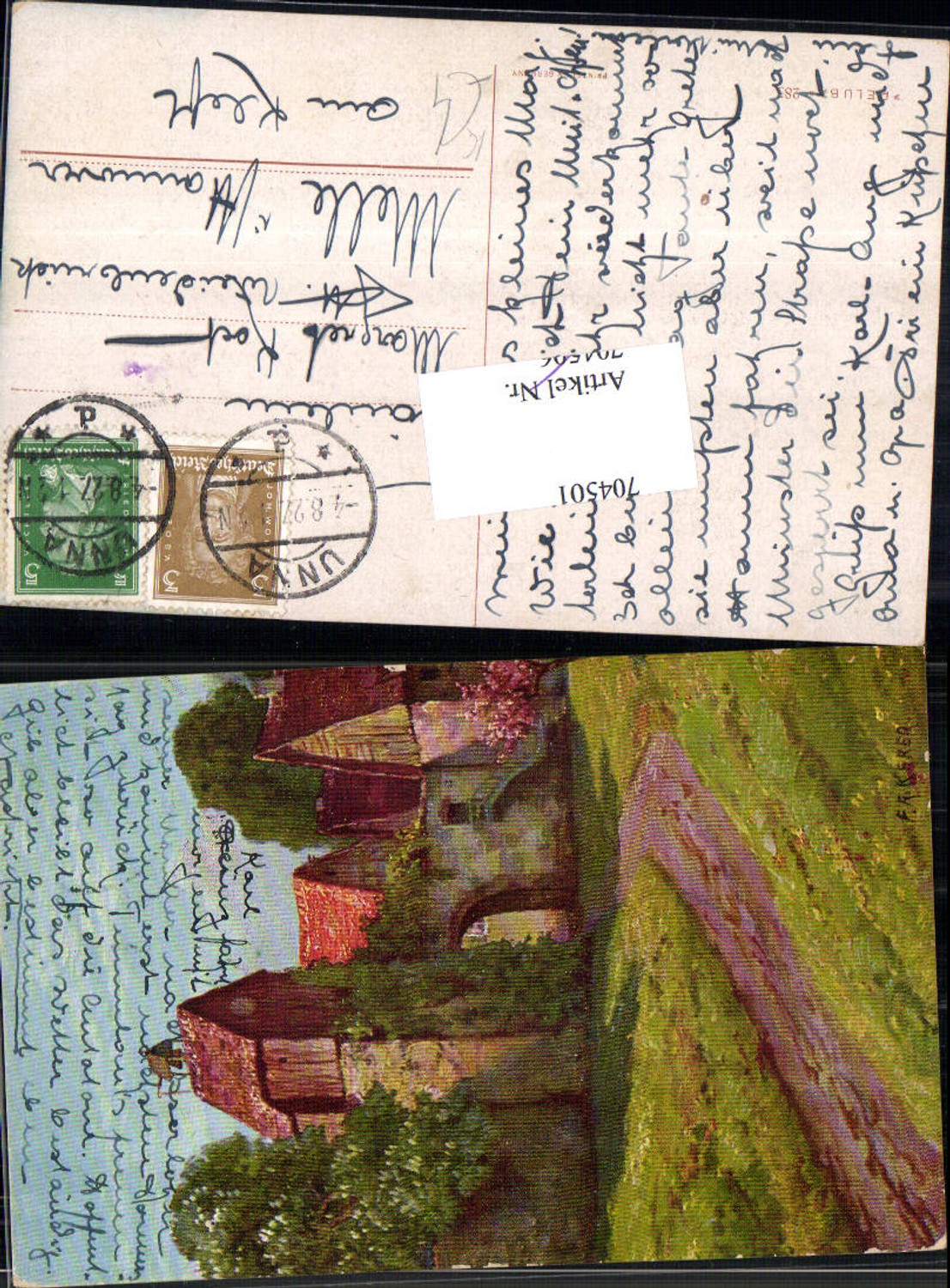 704501 Künstler AK F. A. Kerer Burg Stp. Unna gel Melle