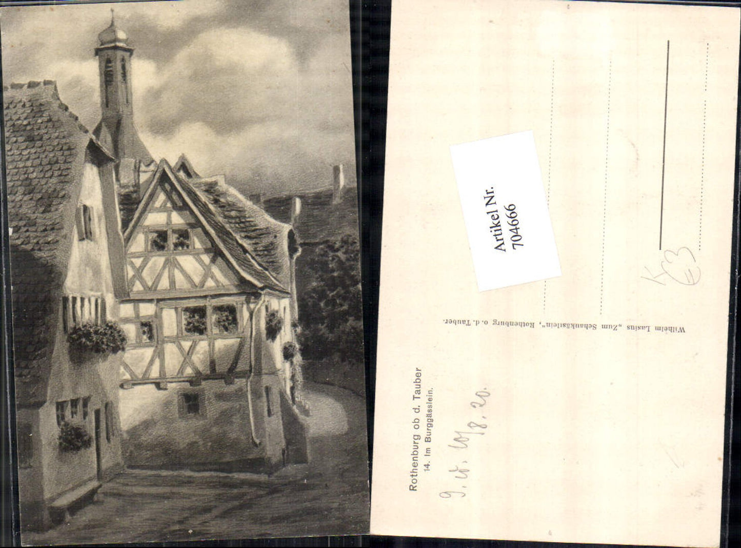 704666 Künstler AK Rothenburg ob der Tauber Burggässlein Idylle LK Ansbach