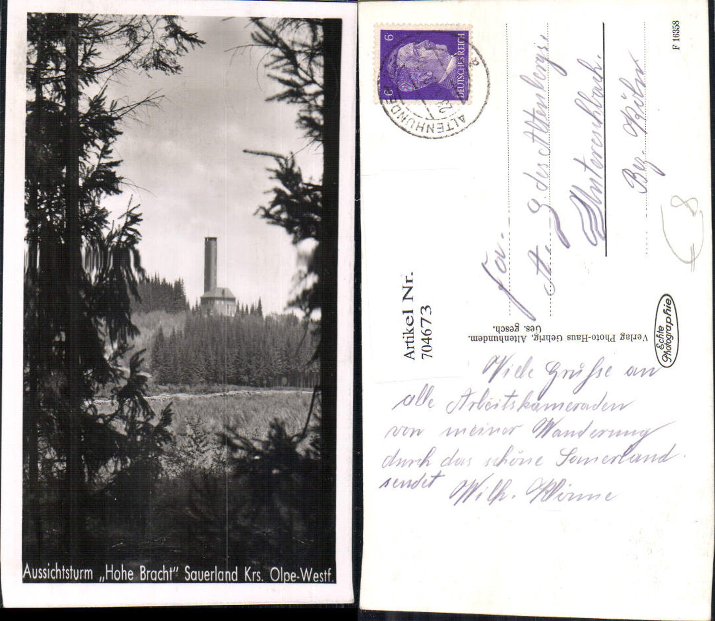 704673 Lennestadt Aussichtsturm Hohe Bracht Sauerland Kr. Olpe Bilstein Altenhundem