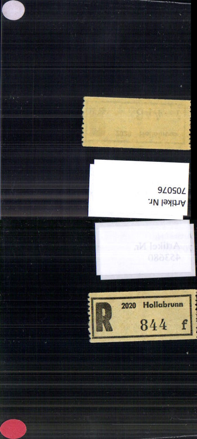 705076 Einschreibezettel Rekozettel R-Zettel Hollabrunn