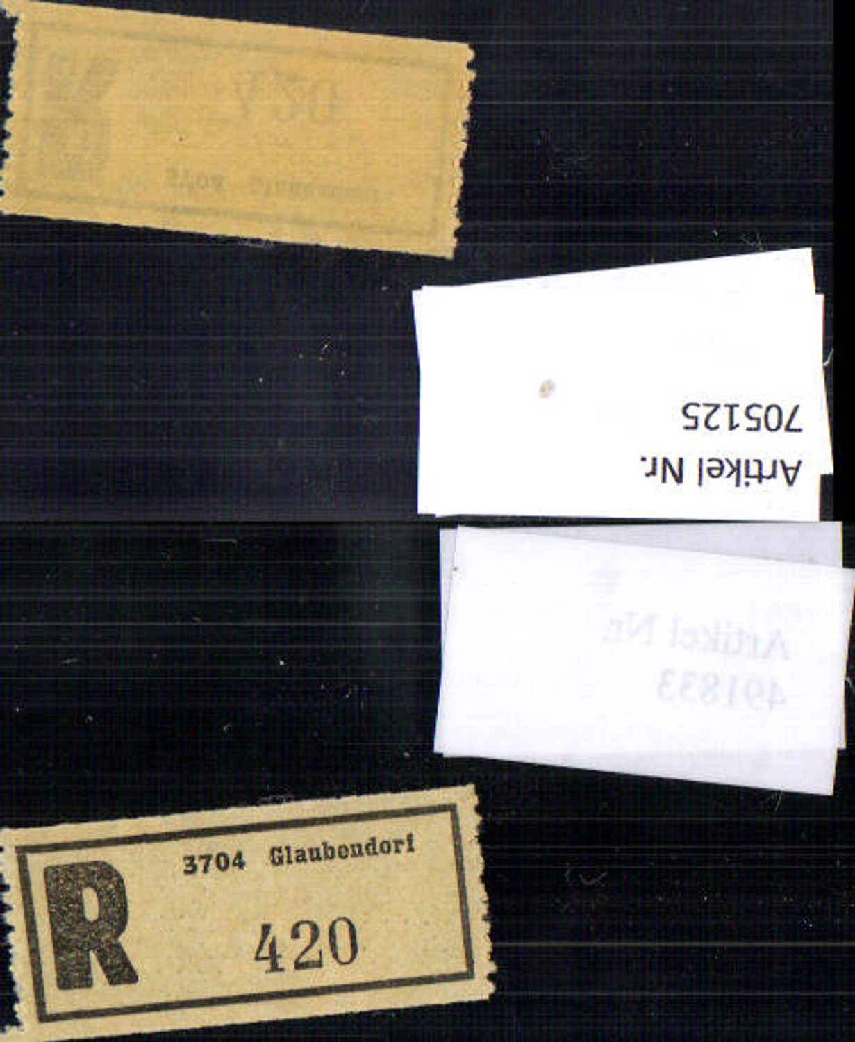705125 Einschreibezettel Rekozettel R-Zettel Glaubendorf
