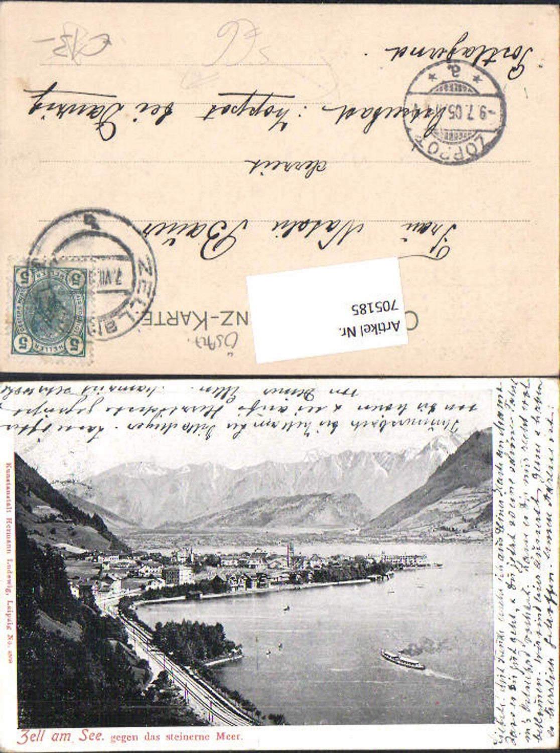 705185 Zell am See gel Stp. Danzig Zoppot 1905