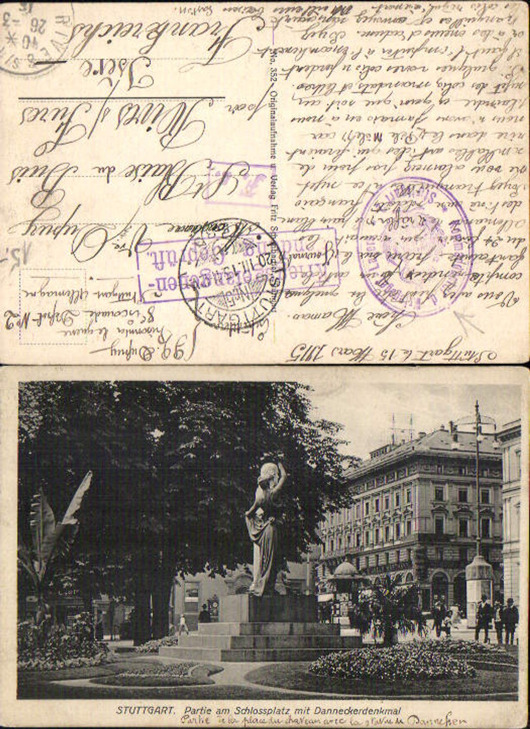 Stuttgart Schlossplatz Danneckerdenkmal Stp. Kommandantur des Kriegsgefangenenlagers Stuttgart