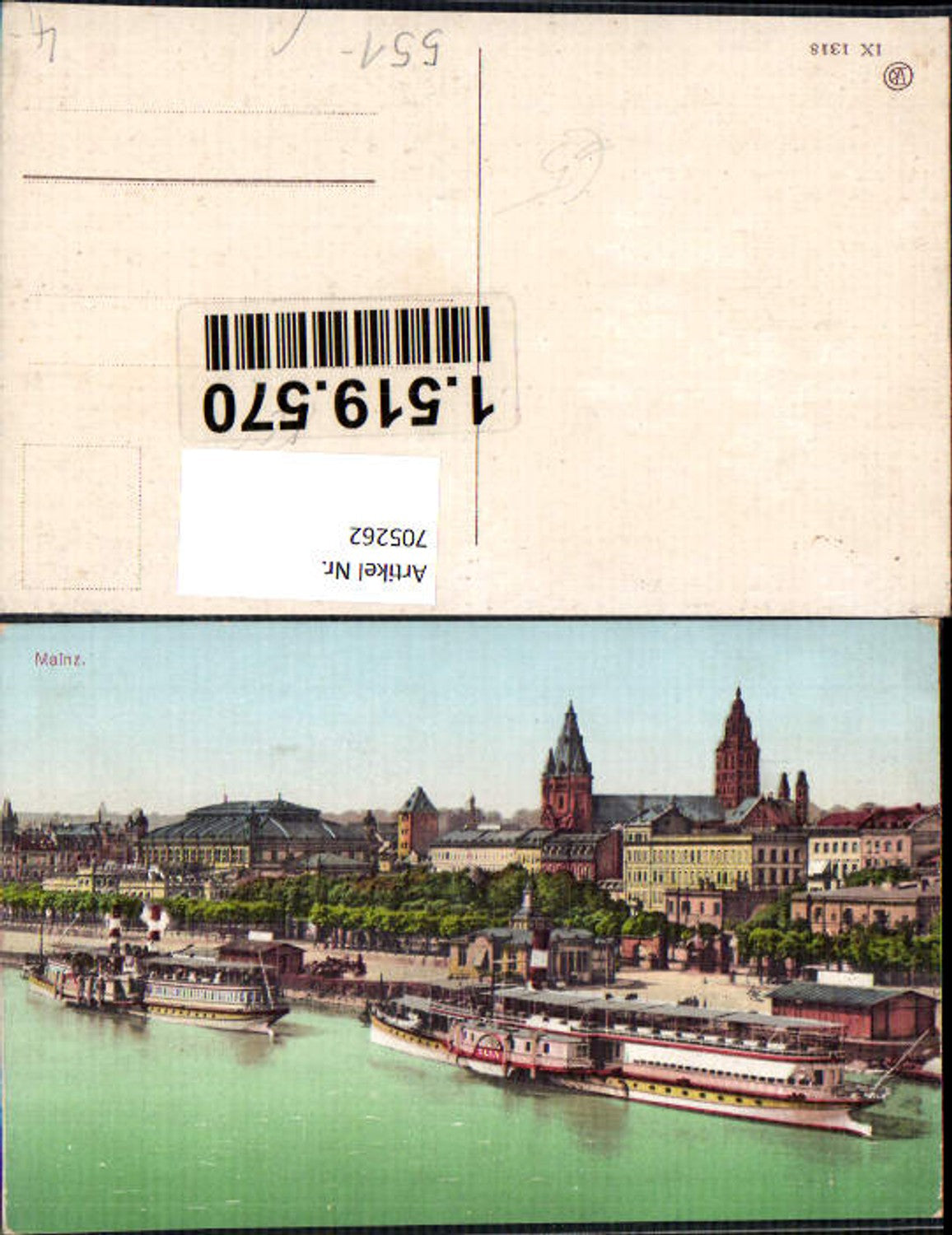 705262 Mainz on the Rhine View with ship steamer Elsa