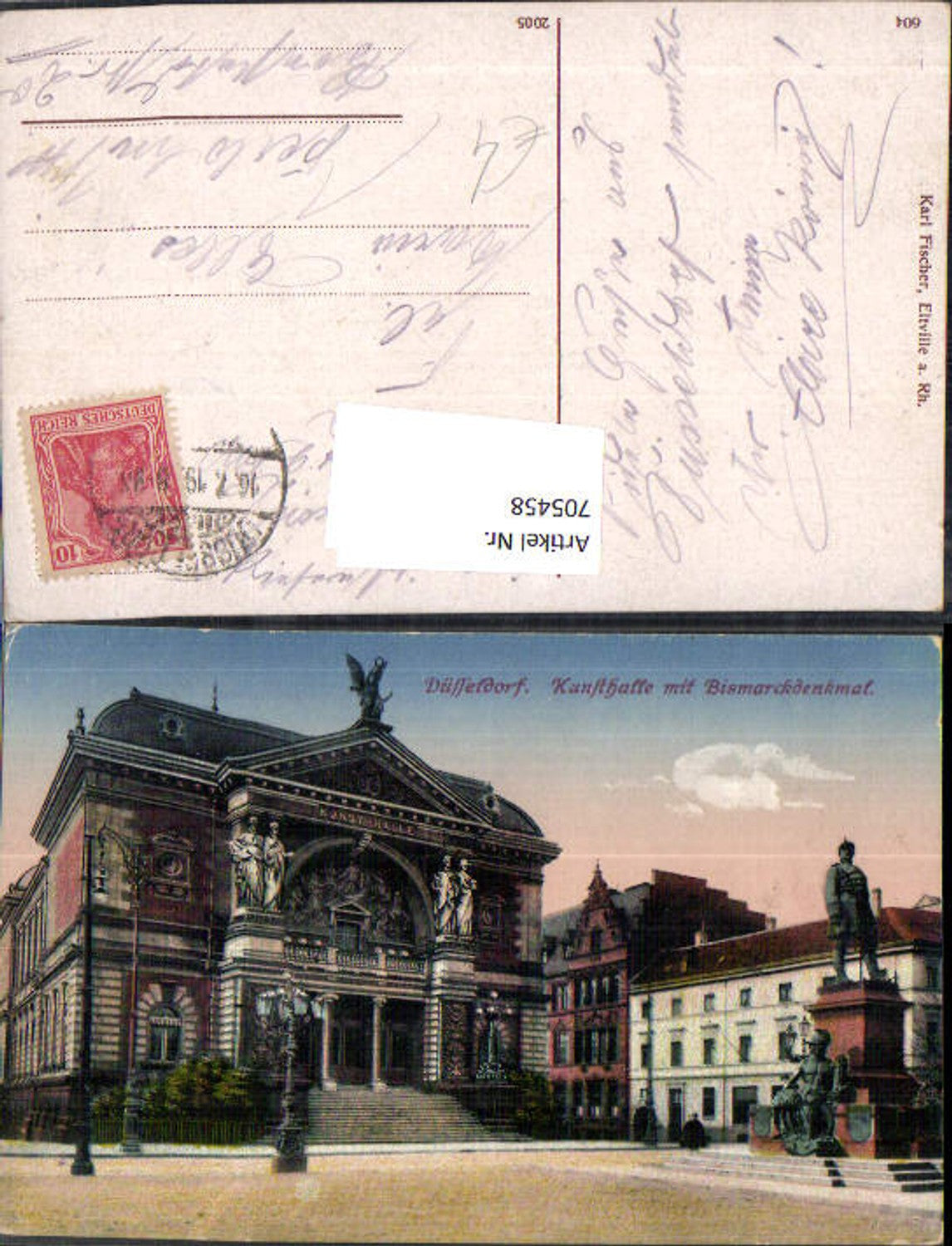 705458 Düsseldorf Kunsthalle u. Bismarckdenkmal