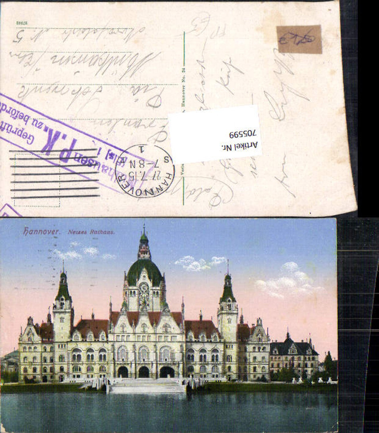 705599 Frankfurt am Main Neues Rathaus Feldpost Mülhausen Els. PK Geprüft zu befördern