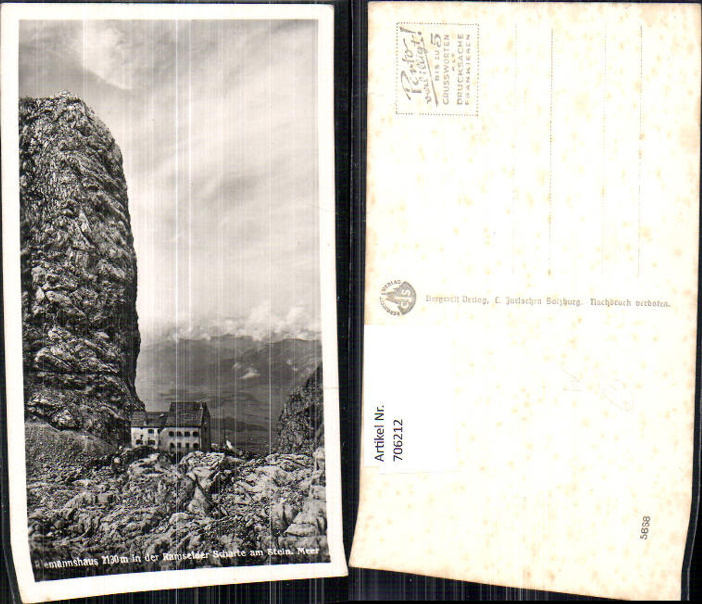 706212 Foto AK Reimannhaus in der Ramseider Scharte Saalfelden a. Steinernen Meer