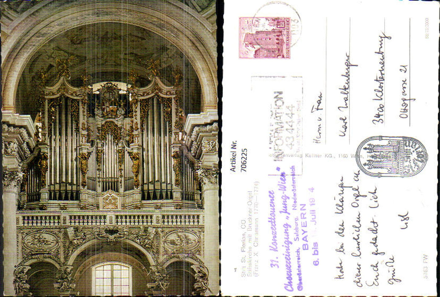 706225 Stift St. Florian Stiftskirche mit Brucknerorgel Orgel