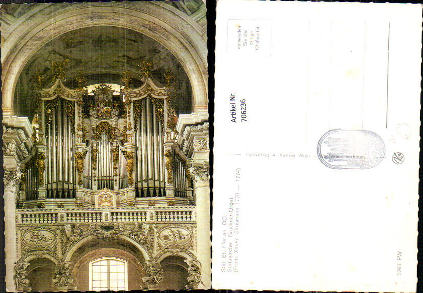 706236 Foto AK Stift St Florian Stiftskirche Bruckner Orgel