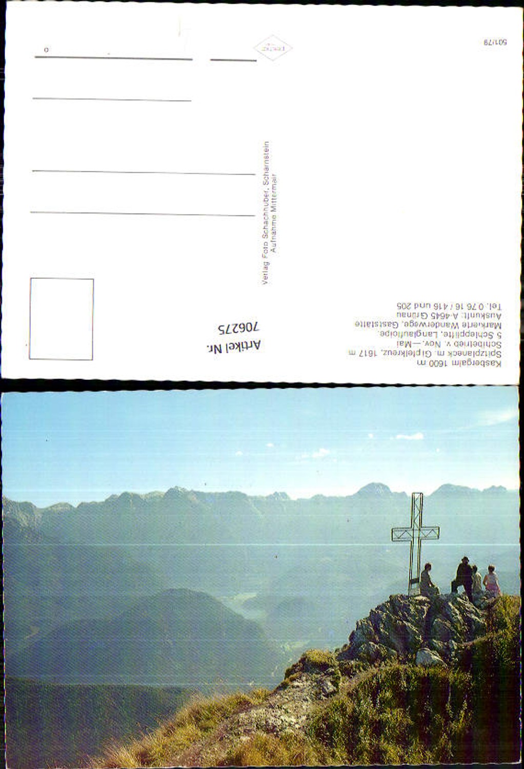 706275 Grünau Almtal Kasbergalm Spitzplaneck mit Gipfelkreuz