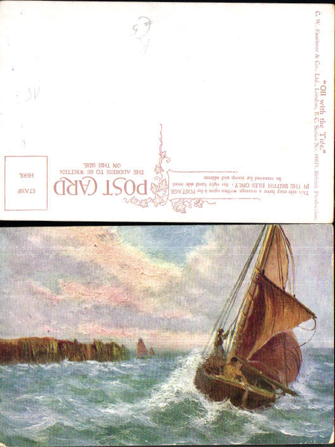 706414 Künstler AK C.W. Faulkner & Co. Off the Tide Segelschiff Meer Wellen