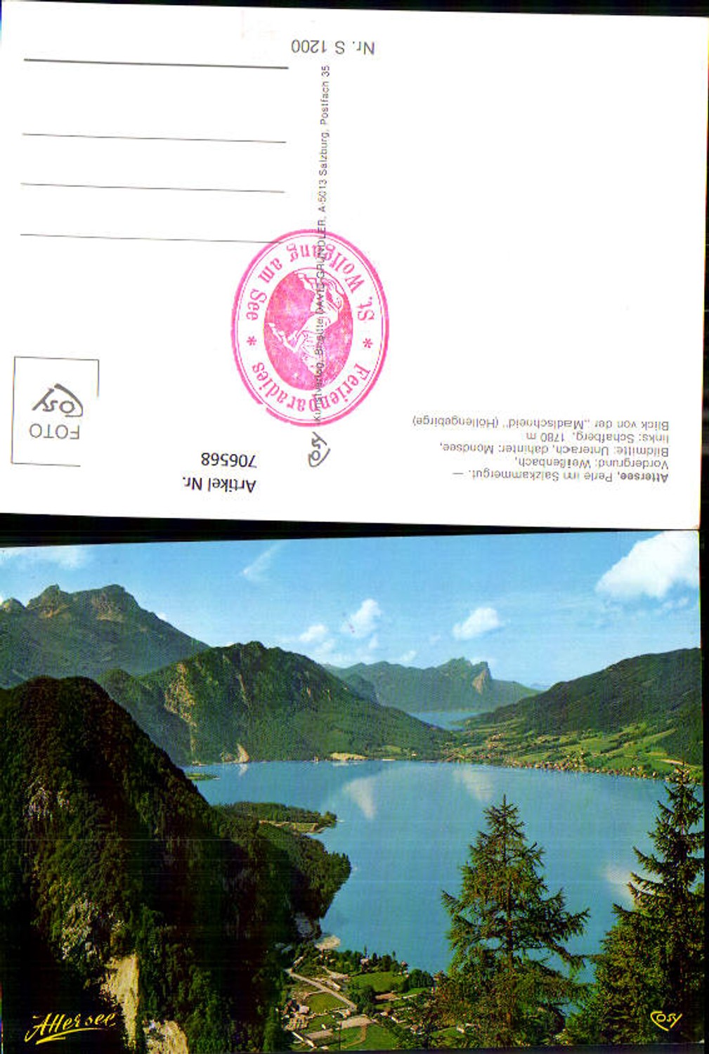 706568 Attersee Weißenbach Unterach mit Schafberg Blick v. d. Madlschneid Höllengebirge
